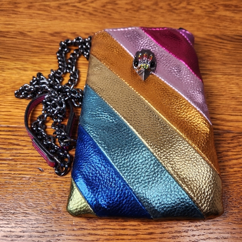 FASHION Multicolor Metallic Stripe Phone Crossbody Bag
